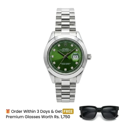 ROLEX SILVER WATCH WITH BROWN DIAL